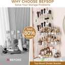 BEFSOP Corner Bathroom Counter Organizer, Upgraded 3-Tier Makeup Organizer Countertop with Makeup Brush Holder, Skincare Exquisite Vanity Organizers Countertop Bathroom Storage Dresser(CLEAR)