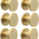 Brass Round Shower Body Spray Jets 6 Pack, HOMEDEC Spa Massage Nozzle 2inch Rain Showerhead Wall Mount Rainfall Shower Head Sprayer, Brushed Gold