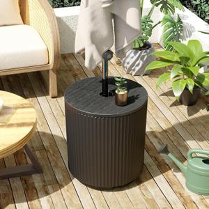 Patio Umbrella Base with 1.5" Pole Hole, 11.5 Gallon Fillable Heavy Duty Black Stand for Outdoor Market Umbrellas, Weather-Resistant Design for Garden, Deck, Lawn, Black