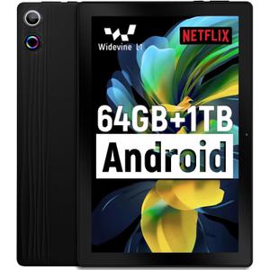 Tablet 10 inch Android 14, Octa-Core, 10GB RAM 64GB ROM 1TB Expandable, Widevine L1, 1280x800 IPS Touchscreen, BT 5.4, Dual Camera with Flash (Black)