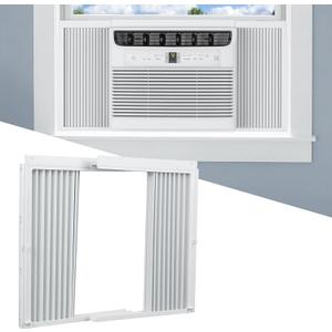 Window AC Side Panels with Frame Set,Air Conditioner Accordion Filler Curtain Replacement for Window AC Units,Fits Most 8,000 BTU Units,White,2 Pack