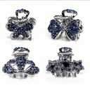 4pcs Mini Metal Hair Claw Clips Blue Rhinestone Hair Jaw Clamps Small Vintage Non Slip Hair Grips Hair Accessories for Women and Girls