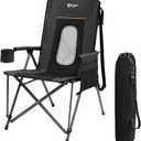 PORTAL Oversized Folding Camping Chair High Back Portable Lawn Chairs for Adults Outdoor Sports with Hard Armrest Cup Holder，Supports 400LBS Black