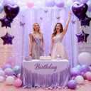 10ft x 10ft Purple Backdrop Curtain with Lights String for Parties, Sheer Tulle Wedding Photo Backdrops Drapes for Purple Birthday Party Decorations Background for Photography