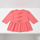 Women's Babydoll Tie Front Tops Puff 3/4 Length Sleeve Cute Casual Summer Peplum Blouses Shirts 2025, Size Large