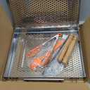 Grill Basket Set,Removable Wooden Handle,BBQ Vegetable Basket with Easy Open Lid,Food tongs,oil brush,Smoker Grilling Accessories for fish,Outdoor Cooking Camping, Birthday Gifts for Men Dad Husband