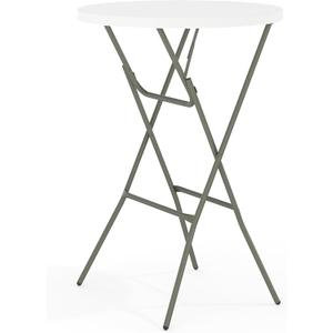 Flash Furniture Elon 32' Round Folding Bar Height Table for Parties and Commercial Events, Indoor/Outdoor Plastic Tall Round Table, White