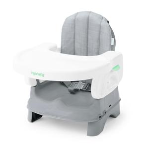 Ingenuity Deluxe Comfort Booster Seat for Kitchen Chair, Compact Fold, Portable, Lightweight, Toddler Booster Seat for Dining Table, from 6 Months to 3 Years Grey