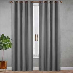 SUN+BLK Nantes Luxury Insulated Total Blackout Grommet Single Curtain Panel, Noise Reducing, Light Blocking, Grey, 52x63