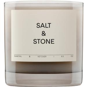 Salt & Stone Scented Candle for Women & Men | Coconut & Soy Blend Wax | Hand-Poured, Aromatic & Fragrant | 100% Cotton Wick | Long-Lasting 50 Hour Burn Time | Santal & Vetiver 8.5 oz