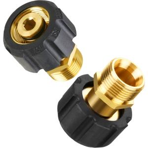 M MINGLE Pressure Washer Adapter, Metric M22 15mm Female to M22 14mm Male Fitting, 4500 PSI Heavy Duty Brass, 2 Pack for Pressure Washer Gun/Hose/Pump
