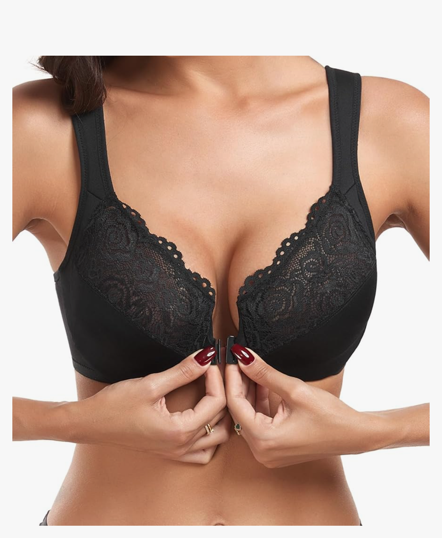 Women's Front Closure Bra Underwire Unpadded Plus Size Full Coverage T-Shirt, 38G