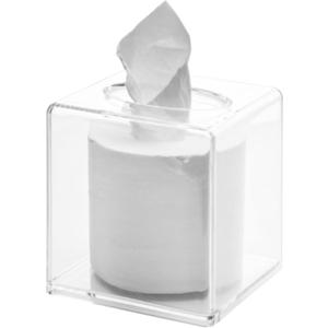 Cq acrylic Roll Tissue Box Holder with Cover Square Facial Tissue Dispenser Box Case for Countertop,Clear Plastic Dryer Sheet Container Napkin Organizer for Bathroom, Kitchen,Home,Square (5.5x5.5x5.5)