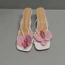 MakeMeChic Women's Open Toe Floral Kitten Heels Flower Summer Beach Sandals, Size 11.5