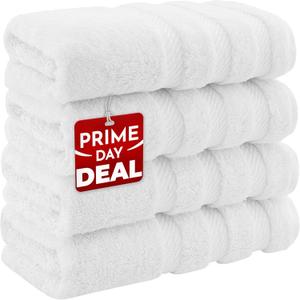 American Soft Linen Luxury Hand Towels for Bathroom, 100% Cotton Turkish 4 Piece Hand Towel Set, 600 GSM Hand Face Towels for Kitchen, White Hand Towels