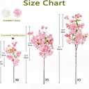 6 Pcs Artificial Cherry Blossom Branches 18.5 Faux Cherry Flowers Pink Fake Silk Flowers Artificial for Decoration Spring Peach Bouquet Table Centerpiece Decor Vase Home Wedding Kitchen Party Garden