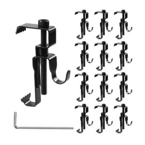 Stainless Steel Brick Hanger No Drill Outdoor Adjustable Brick Hooks Clamps Black Heavy Duty Brick Wall Clips for Hanging Pictures, Lights, Plants(10 Pcs)