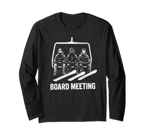 Snowboard Board Meeting Ski Lift Skier Winter Sports Long Sleeve T-Shirt Size L