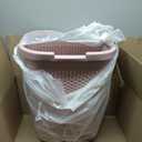 Mind Reader Slim Laundry Hamper with Lid, 40L Clothes Basket, Premium Wicker Design, Plastic, Pink