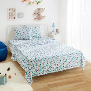 Amazon Basics Microfiber Kids' Sheet Set with Pillowcase, 4 Piece, Full, Cosmic Adventure