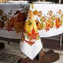 ARTABLE Rectangle Fall Tablecloth Printed Vintage Floral Table Cloth for Autumn Harvest Picnic Outdoor Home Holiday Long Dining Kitchen (Pumpkin, 60 x 120 Inch)