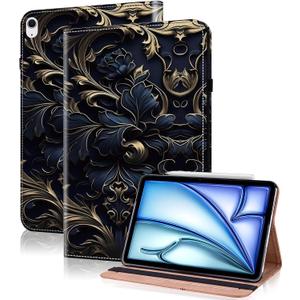 Compatible with iPad Air 11 Inch Case 8th/7th/6th Generation (M4/M3/M2) 2026/2025/2024, for iPad Air 5th/4th Generation Case 10.9 Inch 2022/2020 with Pencil Holder & Card Slots - Blue Flower