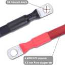 4 AWG Flexible Battery Cable with 3/8" Terminals - OFC Pure Copper Inverter & Welding Wire for Automotive Solar RV Motorcycle (Red + Black 1FT Pair)