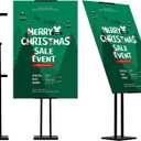 ONCEMORE Heavy Duty Sign Stand, Floor Poster Board Stand, Adjustable Metal Sign Holder Height Up to 60 Inches and 180° Rotation Display Standing Pedestal for Board & Foam, Black