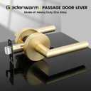 Goldenwarm Gold Closet Door Handles Interior, Brushed Brass Interior Passage Door Handles, Heavy Duty Zinc Alloy Brushed Gold Door Lever for Hall and Closet (6 Pack)