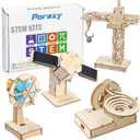 Poraxy 4 in 1 STEM Kits, STEM Projects for Kids Ages 8-12, Assembly 3D Wooden Puzzles, Building Toys, Educational Science Craft Model Kit, Gift for Boys and Girls 8 9 10 11 12 Years Old, Marble Run