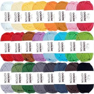 Timgle 24 Pcs Crochet Yarn for Beginners 2100 Yards Cotton for Crocheting and Knitting Soft 24x50g in Total Cotton Nylon Blend Easy Yarn for Knitting Crochet Crafts Project (24 Colors)