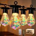 Outdoor String Lights, 50FT 20 LED Iridescent Holographic Bulbs, Waterproof Patio Lights with Remote Control, Shatterproof Connectable Lights for Backyard, Porch, Garden, and Party