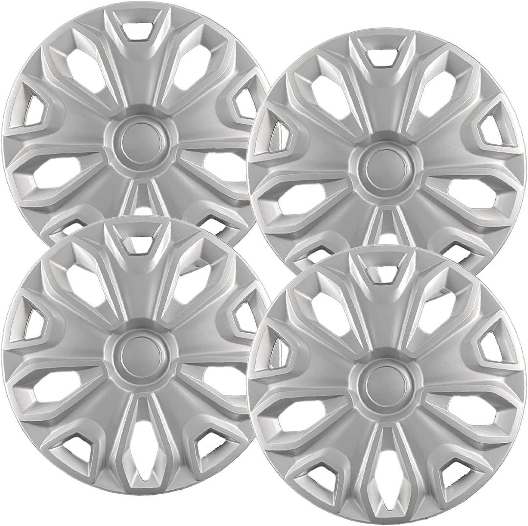 Premium Quality 16 inch Silver Hubcaps fits 2015 2016 2017 2018 2019 2020 2021 2022 2023 Ford Transit Van, Heavy Duty Solid Clip Construction (Set of 4) (7068AMS-4)