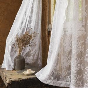 YJ YANJUN White Sheer Curtains - 108 Inch Long Set of 2 Embroidered Farmhouse Extra Long Floor to Ceiling Lace Voile Curtains for Patio Sliding Door Privacy (52"W x 108"L (Pack of 2), Bright White)