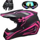 Adult 4 Wheeler Helmet, Motocross Helmet DOT/FMVSS-218 Certification Comfortable and Breathable Full Helmets for Locomotives Used in All Seasons (Medium, Pink)