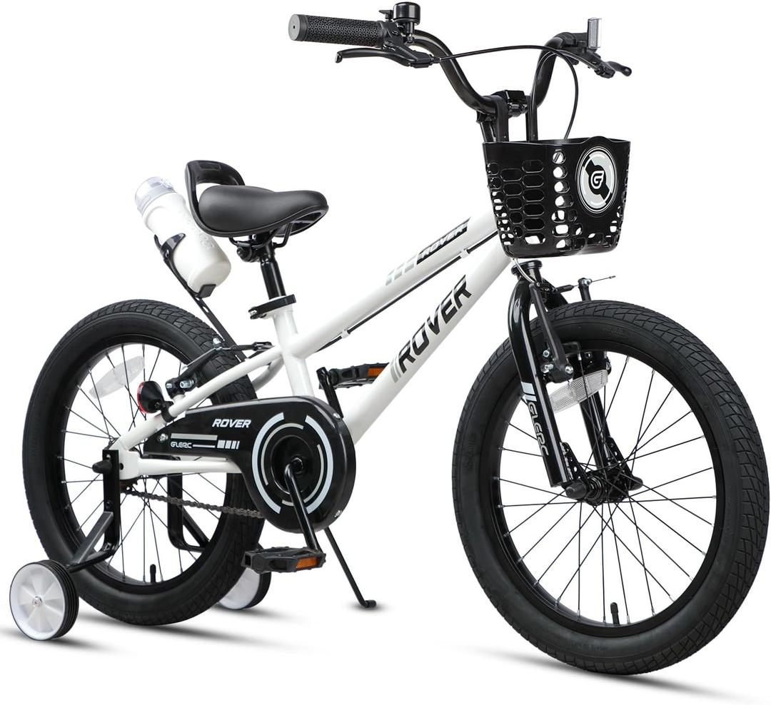 Glerc Rover Kids Bike, 12-18 Inch Boys Bike for 2-9 Years Old Children, Kids Bicycle with Water Bottle & Basket & Training Wheels, Multiple Colors