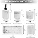 XLHOMO Resin White Marble Bathroom Accessories Set 5 Pcs, Lotion Soap Dispenser, Toothbrush Holder, Bathroom Tumbler, Qtip Holder and Vanity Tray, Bathroom Countertop Organizer Set for Home Apartment