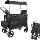 Collapsible Wagon with Wheels, 220 lbs Wagons Carts Foldable Wagon Cart with Flexible Handle, Lightweight Portable Folding Utility Grocery Shopping Cart for Grocery Sports Garden Camping