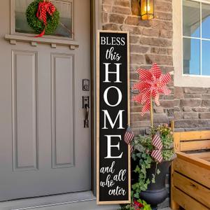 Welcome Sign for Front Door, Wood Black, 45"X9"