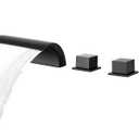 Roman Bathtub Faucet Set with Sprayer 5 Hole Waterfall Bathroom Tub Faucet Set Widespread Tub Filler Faucet Deck Mounted Bathtub Faucet Set with Valves, Matte Black