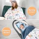 Baby Car Seat Cover for Boy, Minky Warm Winter Car Seat Covers for Babies, Peekaboo Opening Infant Car Seat Cover, Nursing Cover Carseat Canopy, Cute Dinosaur