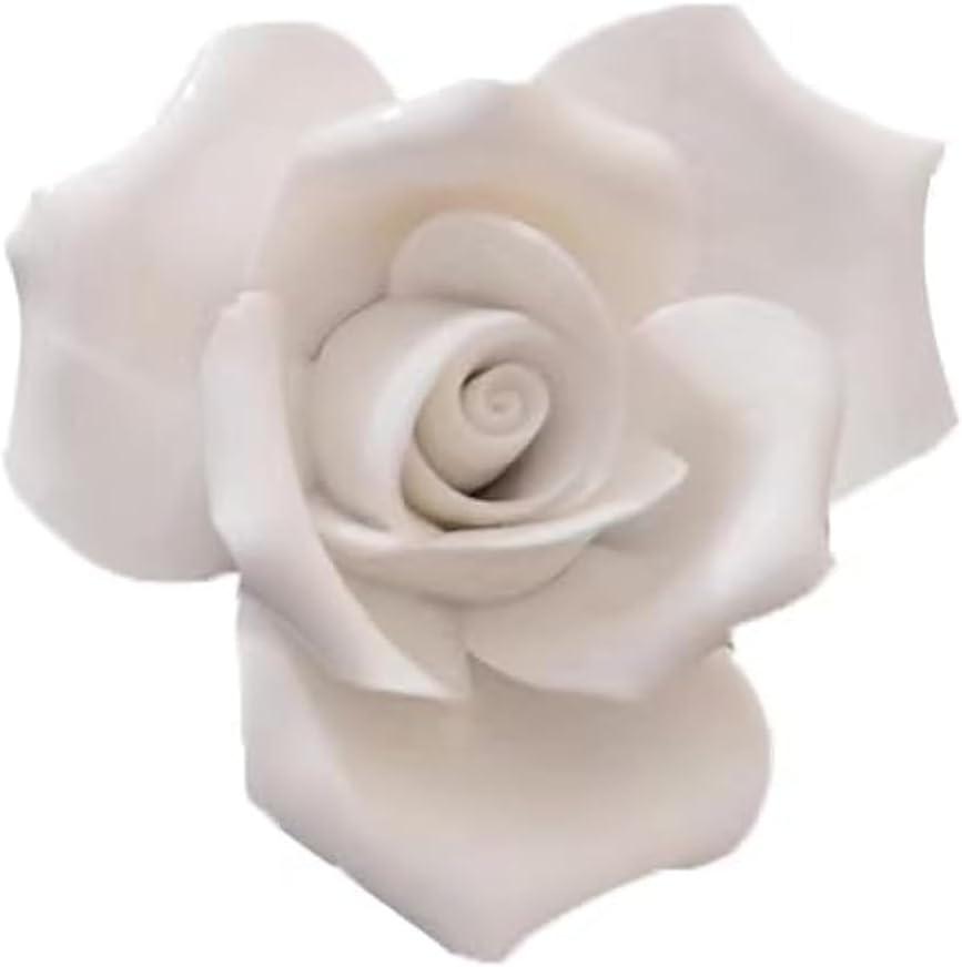 Ceramic Wall Art - 3D Flower Wall Decor, Handmade Porcelain Flower Wall Hanging Sculpture (White Rose, 2.76")