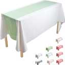 ZGP (Green Line) 54 x 86 Inch 10PCS Pure PE Table Cloth Disposable, Table Cloths for Party, Picnic, Wedding, Decorative Tablecloths, Rectangle, White Plastic Cover, Leakproof & Sturdy Tablecloths