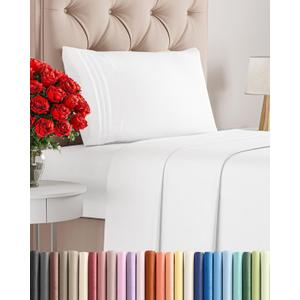 Twin Size 3 Piece Sheet Set - Comfy Breathable & Cooling Sheets - Hotel Luxury Bed Sheets for Women & Men - Deep Pockets, Easy-Fit, Extra Soft and Wrinkle Free Sheets - White Oeko-Tex Bed Sheet Set