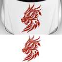 JSCARLIFE Dragon Head Car Hood Decals, Vinyl, Self - Adhesive Side Strip Decal, Universal for Jeep, Truck, SUV | Waterproof Side Rear Window Stickers (Red)