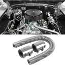 BELOMI 24" Stainless Steel Radiator Hose, Stainless Steel Engine Cooling Water Hose Kit, Flexible Coolant Water Hose, Universal Water Hoses Adapter with Chrome Cap Clamp