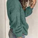 GORGLITTER Women's Crochet Cardigan Lightweight Long Sleeve Button Up Knit Tops Casual Dressy Spring Fashion Clothes (Green, L)