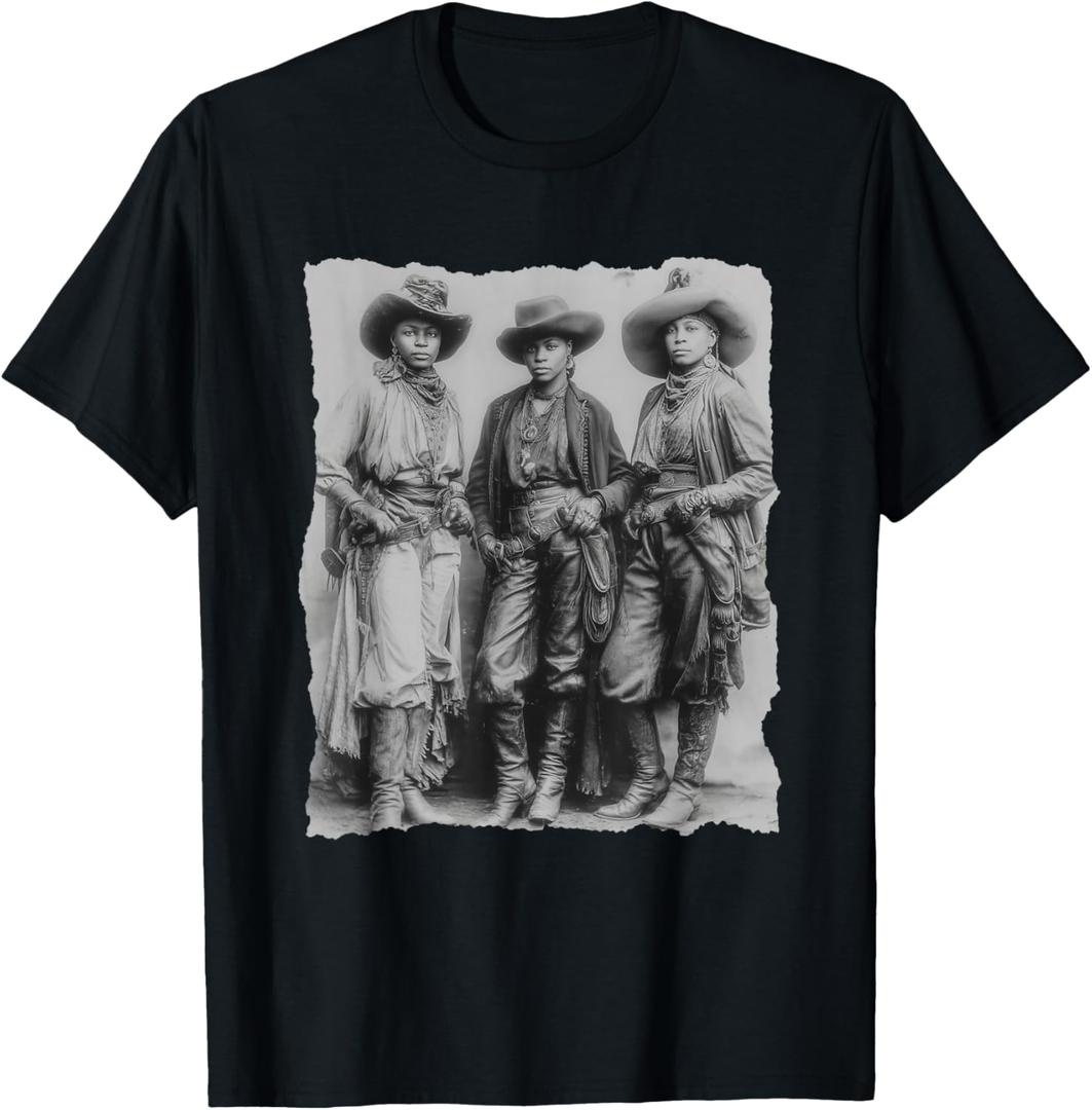 Melanin Cowgirls Black History African Melanin Cowgirl Swag T-Shirt, Small, Black