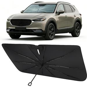 Proadsy Windshield Sun Shade Umbrella for Mazda CX-30 2020-2025 2026 Foldable Car Umbrella Sunshade with Soft TPU Handle Spring Structure Crystal Cooling Material Protect Car from Rays & Heat