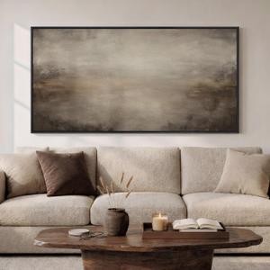 Large Framed Brown Abstract Wall Art for Living Room, Horizontal 30x60 In
Neutral rustic pictures, Canvas prints, Wood frame, Modern minimalist paintings, Wall decor for bedroom farmhouse dining room